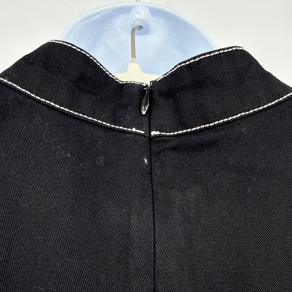 Hunter Bell Devon Black White Contrast Stitch Cotton Devon Tiered Mini Dress M - Picture 4 of 10